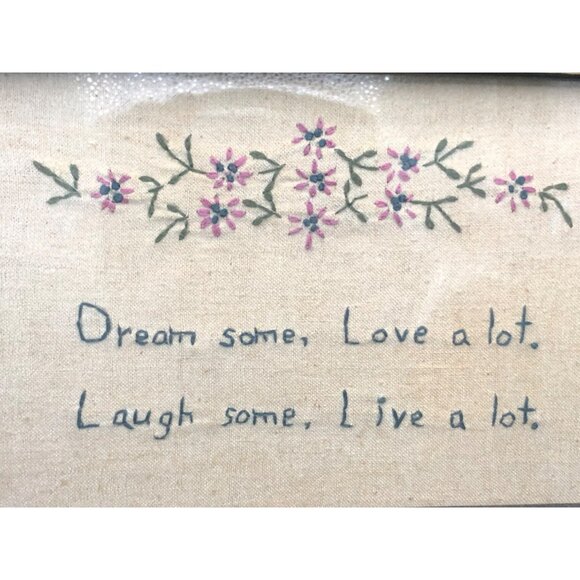 Lisa Johnson Primitive Embroidery Sampler With Floral Design & Inspirational Quo - Picture 3 of 7